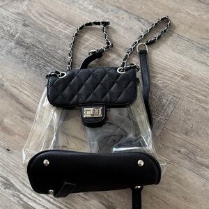 Black Quilted Clear Women Bag